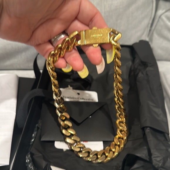 YSL SAINT LAURENT CUBAN LINK TRICOLOR CHAIN EUC - Picture 3 of 9